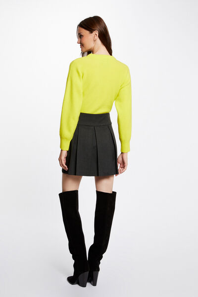 Pull manches longues à col rond anis femme