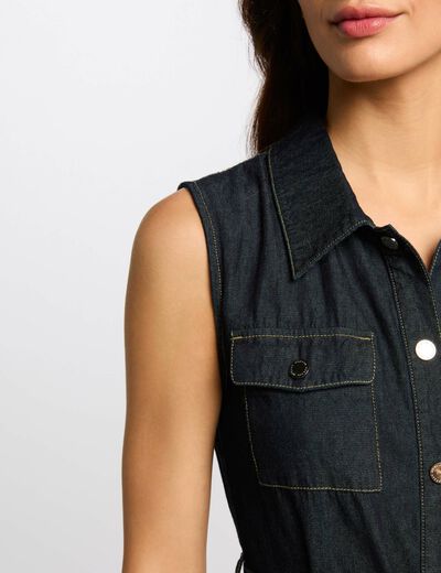 Robe longue droite en jean denim brut femme