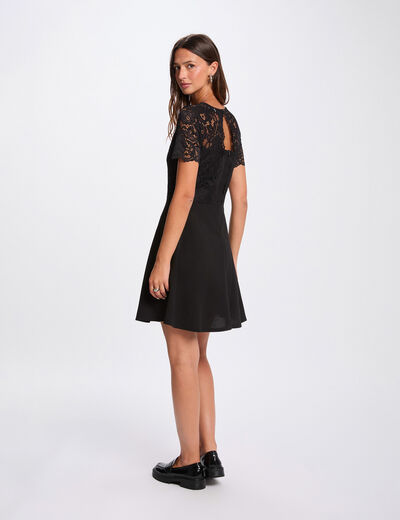 Robe ajust&eacute;e dentelle noir femme