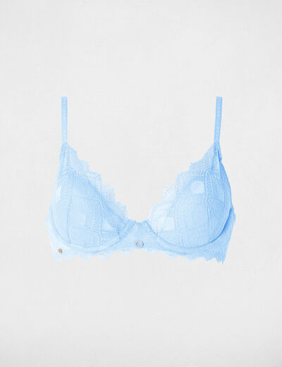 Soutien-gorge dentelle bretelles fines bleu femme