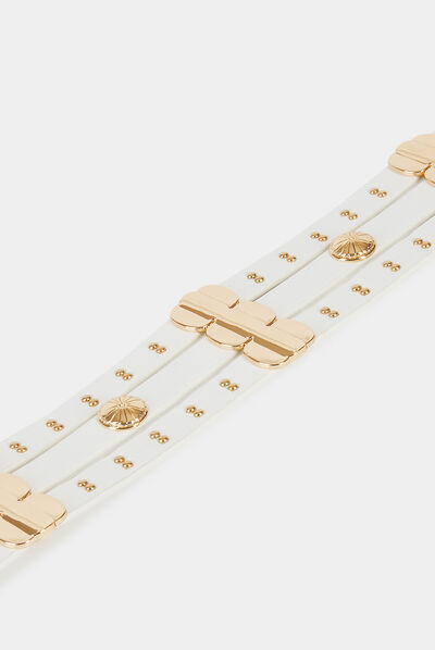 Ceinture élastiquée avec clous blanc femme
