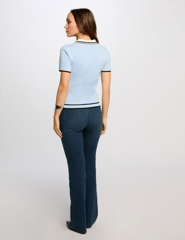 pull col polo manches courtes bleu ciel femme Pull col polo manches courtes bleu ciel femme