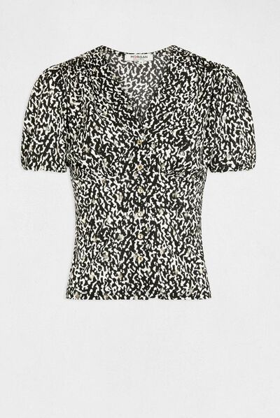 T-shirt à boutons imprimé animalier multico femme