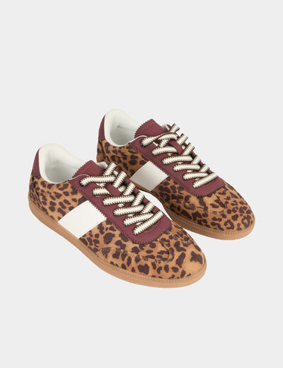 Basket similicuir leopard multicolore femme