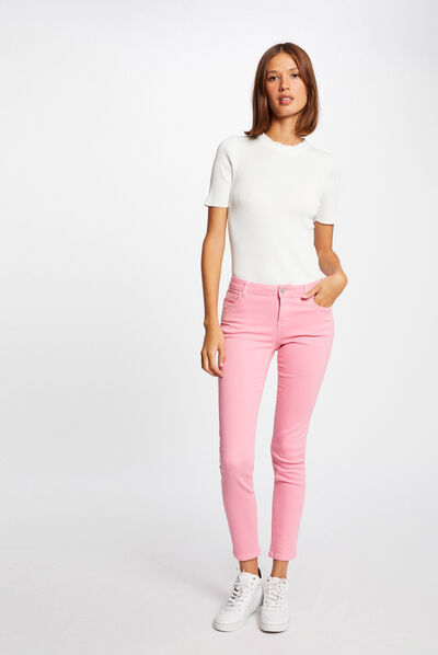 Jeans skinny taille basse rose moyen femme