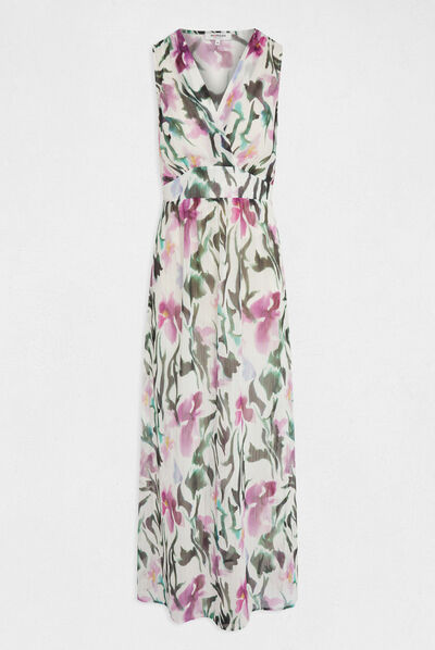 Robe longue droite imprimé floral multico femme