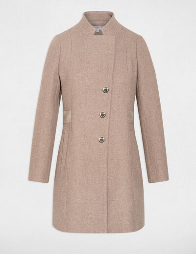 Manteau ajust&eacute; strass beige femme