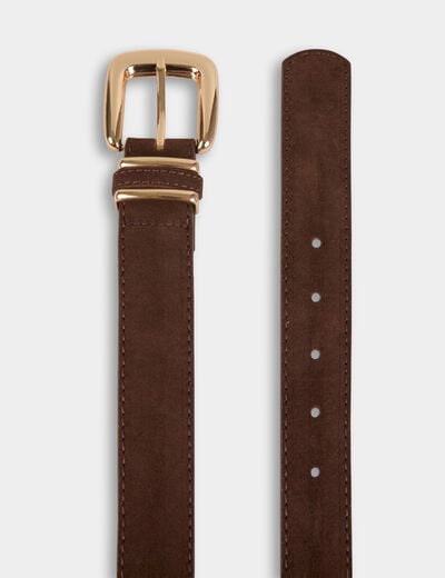 Ceinture fine similicuir marron fonc&eacute; femme