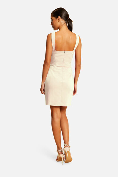 Robe droite avec col bustier ivoire femme