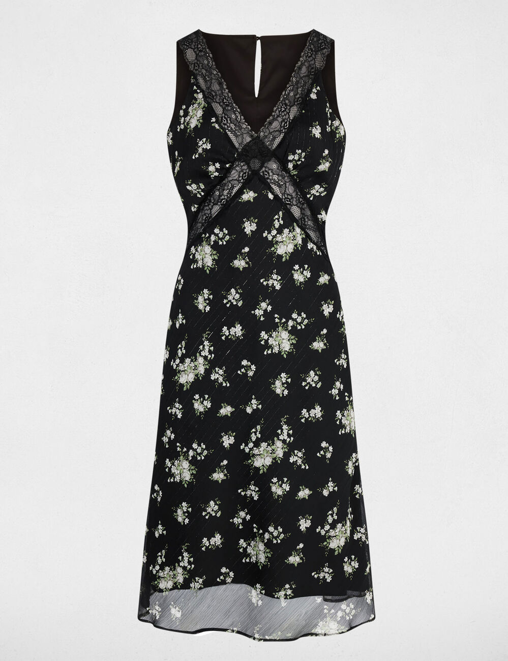 Robe dentelle col v multicolore femme