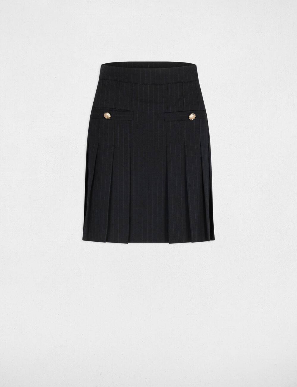 Jupe courte pliss&eacute;e bleu marine femme