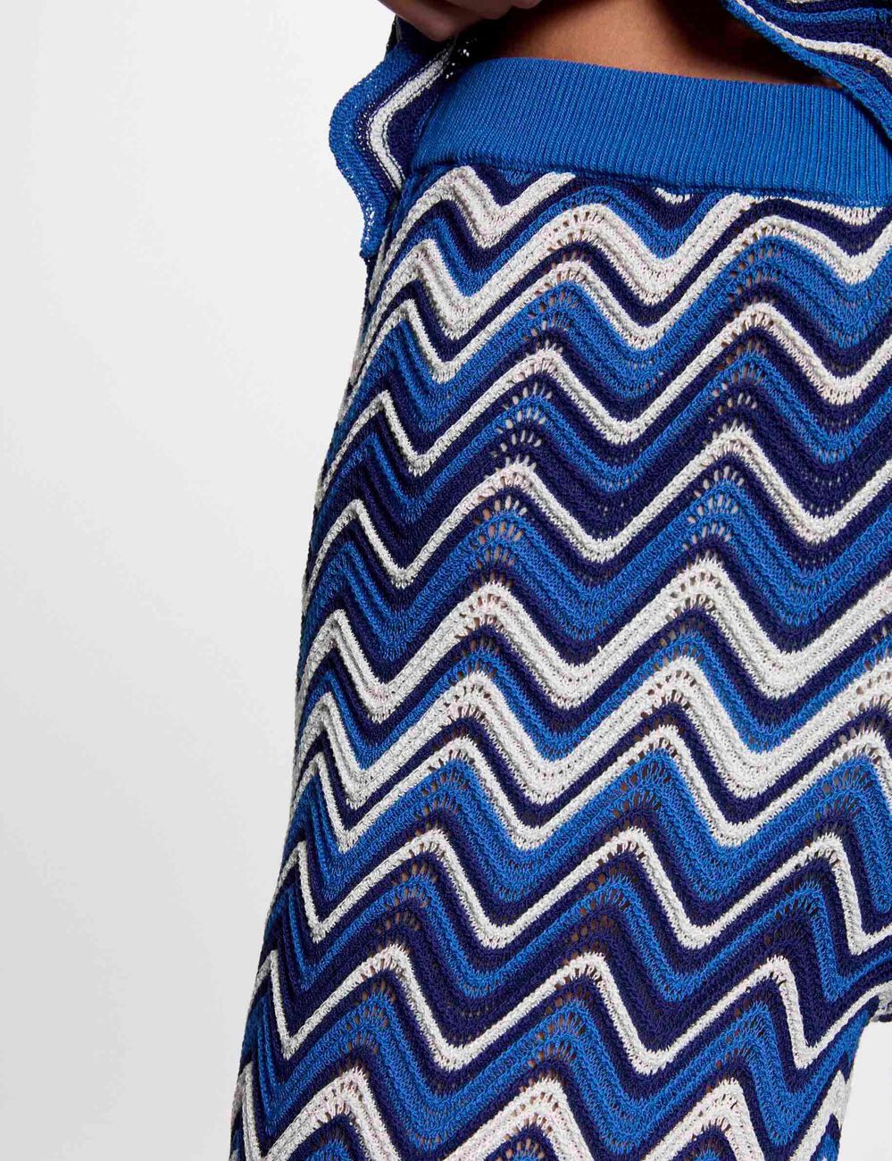 Pantalon maille imprimé bleu electrique femme