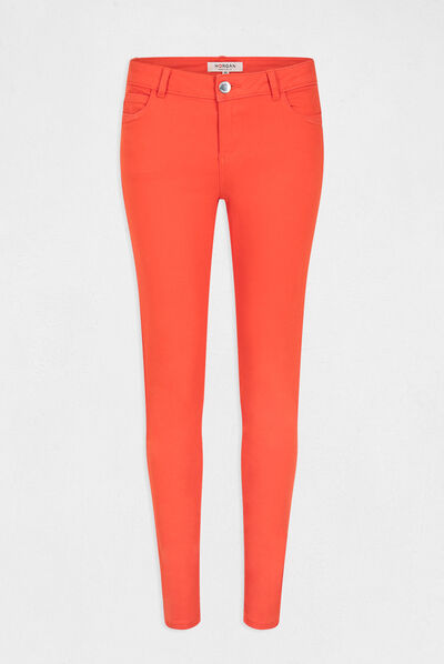 Jeans skinny taille basse orange femme