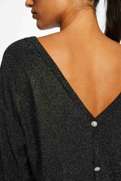 Pull manches longues avec boutons gris moyen femme