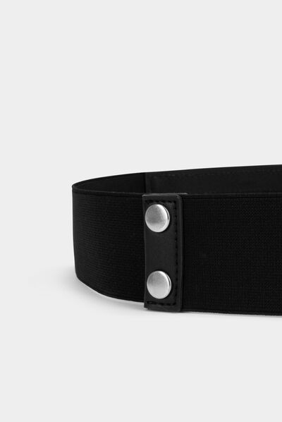 Ceinture élastiquée avec strass noir femme
