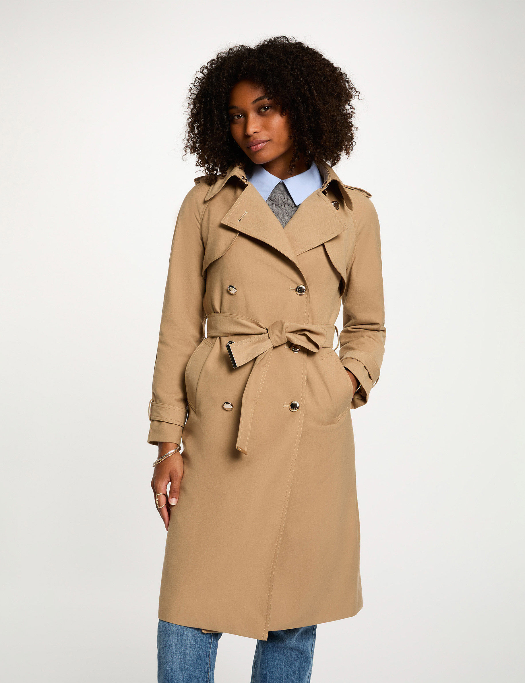 Trench long col tailleur - Morgan - Modalova