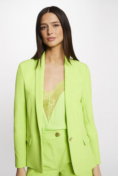 Veste cintrée boutonnée anis femme