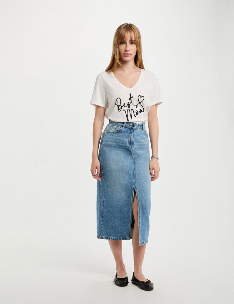 T-shirt à inscription blanc femme