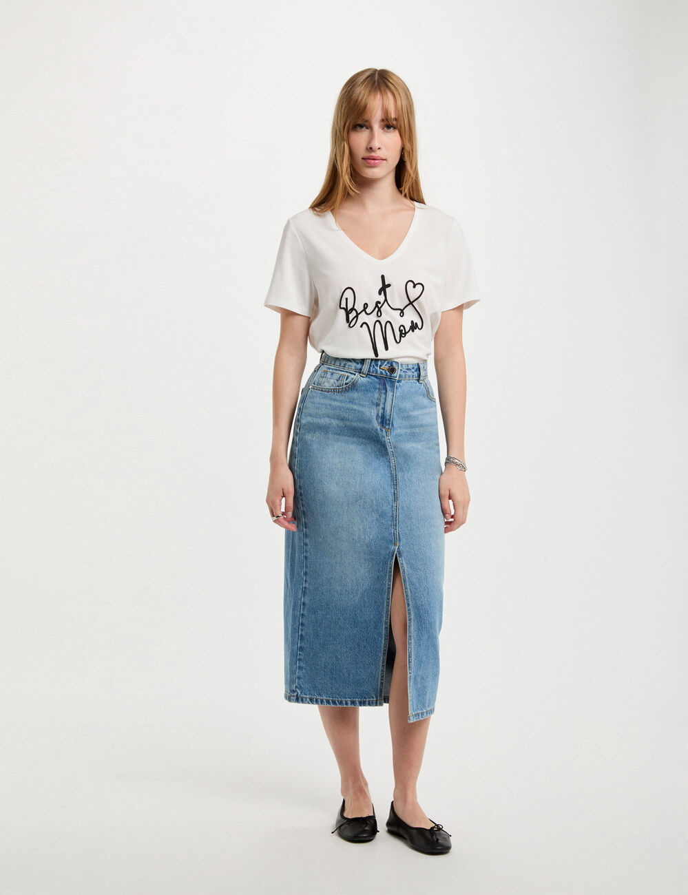 T-shirt à inscription blanc femme