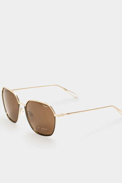 Lunettes de soleil hexagones noir femme