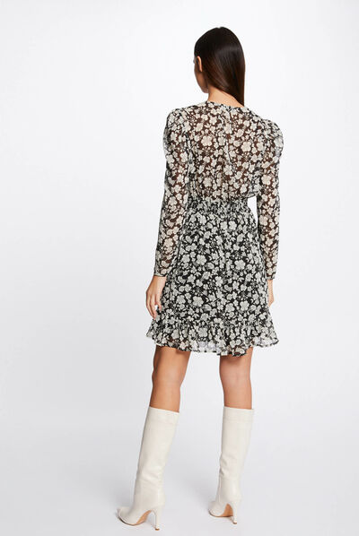 Robe trapèze fluide imprimé floral multico femme