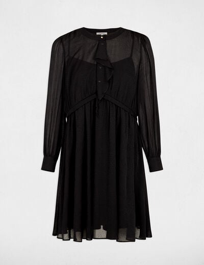 Robe courte jacquard noir femme