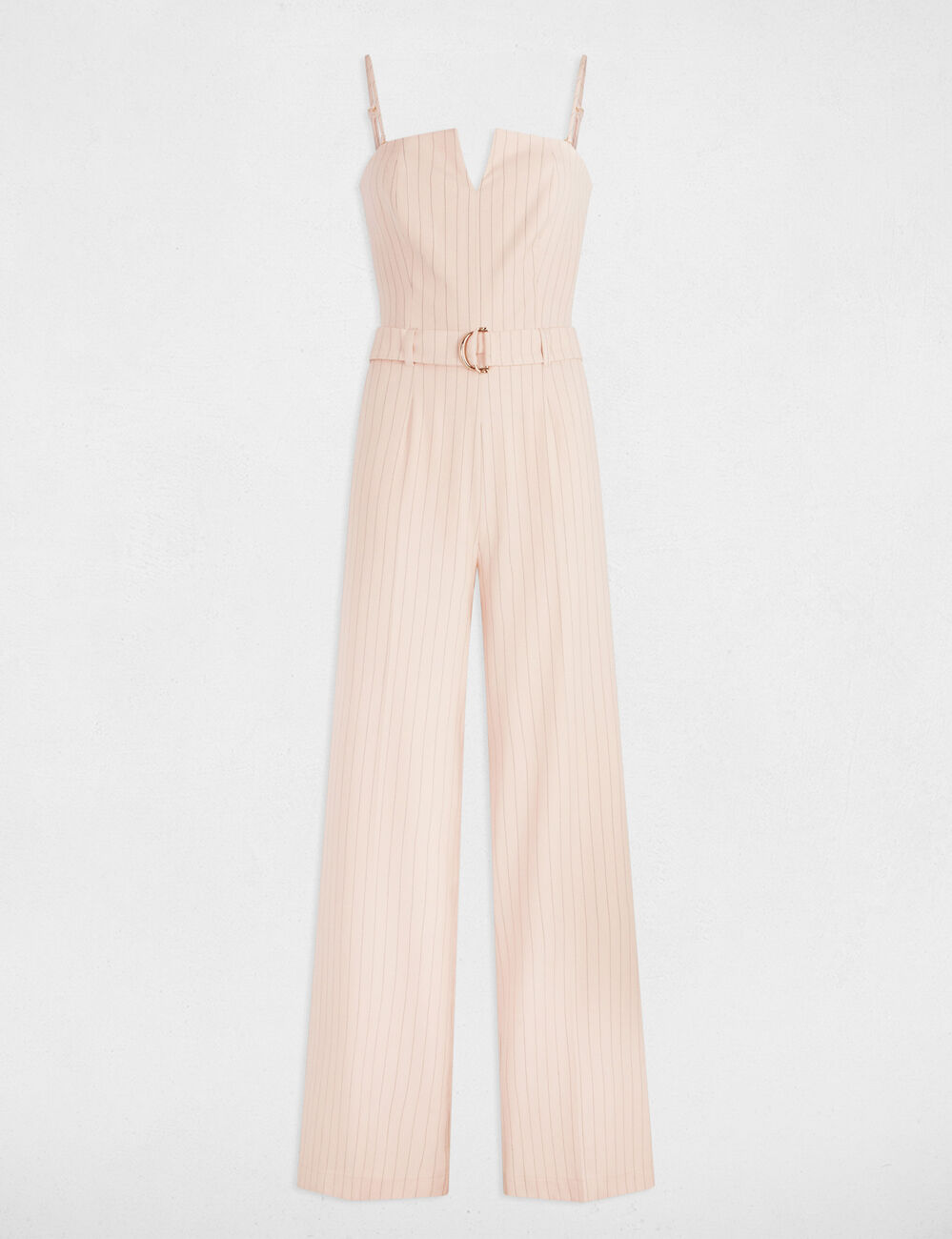 Combinaison longue ray&eacute;e rose clair femme