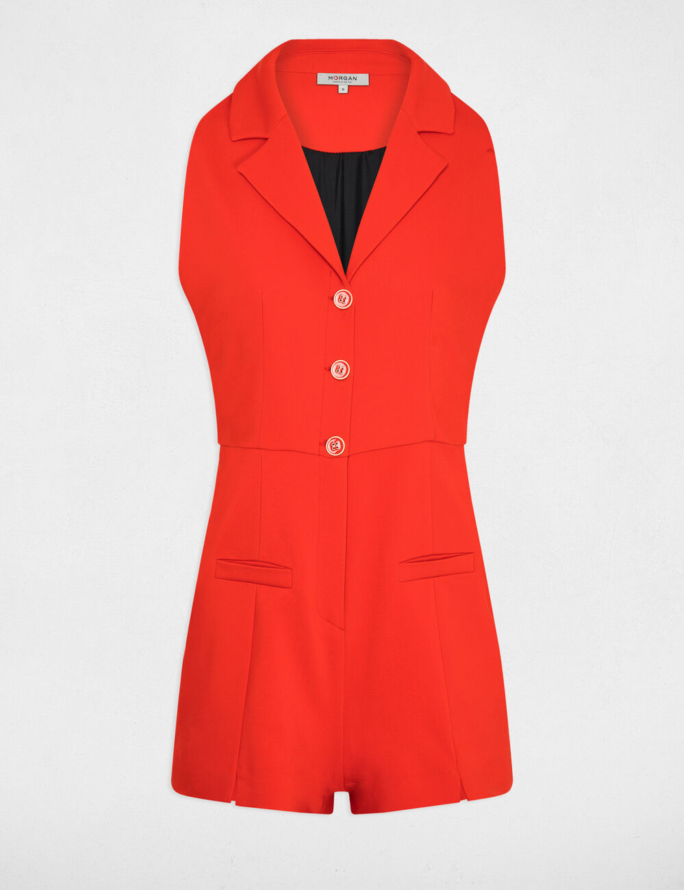 Combishort sans manches orange femme