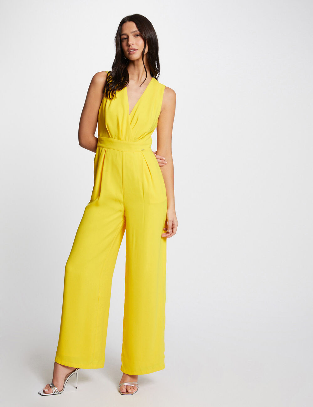 Combinaison longue jambe large jaune femme