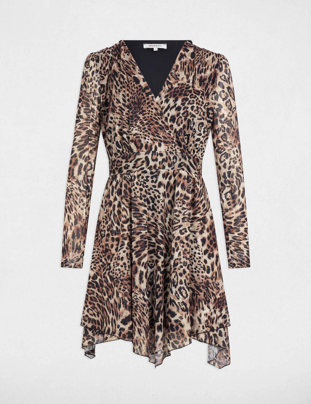 Robe courte évasée imprimée multicolore femme