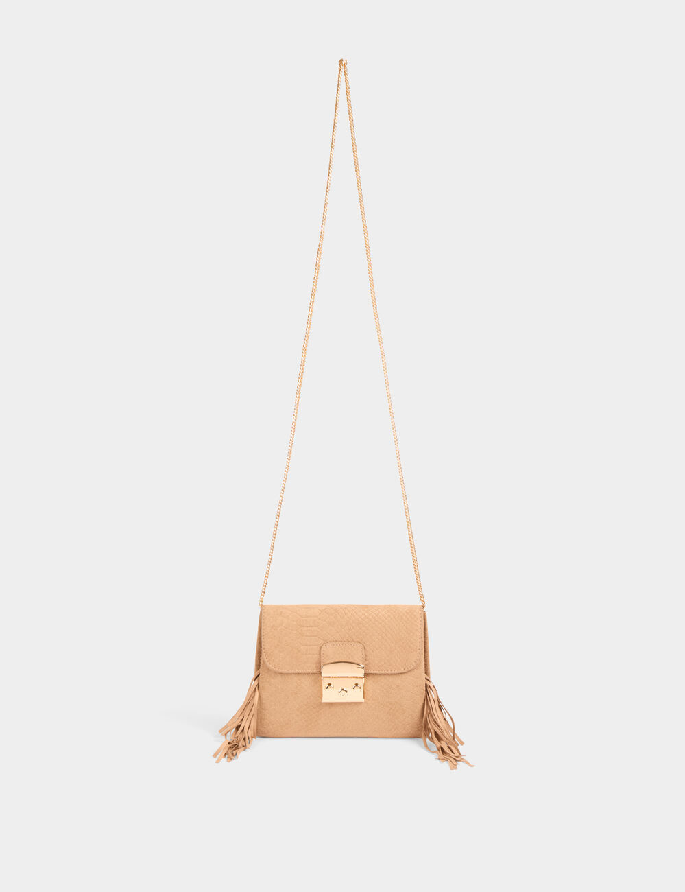 Sac pochette à franges sable femme