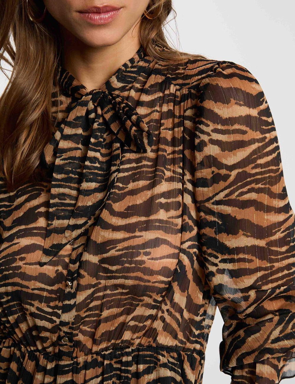 Robe voile col lavalli&egrave;re multicolore femme