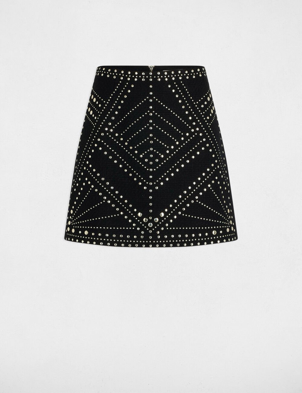 Jupe courte tweed clous noir femme