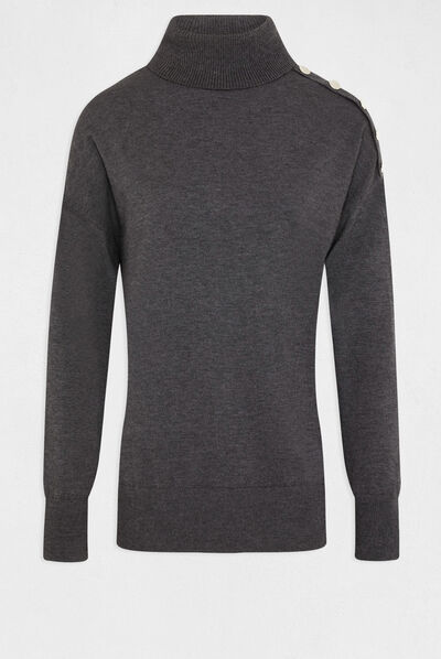 Pull manches longues avec col roulé gris anthracite femme