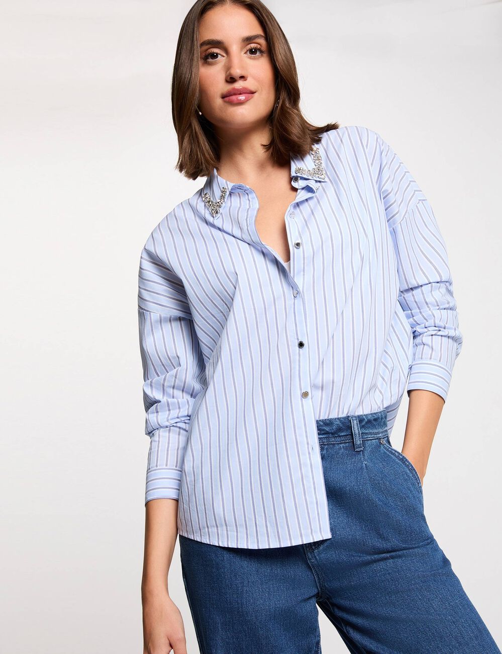 Chemise oversize ray&eacute;e multicolore femme