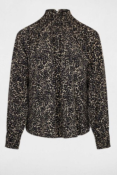 Blouse manches longues imprimé abstrait multico femme