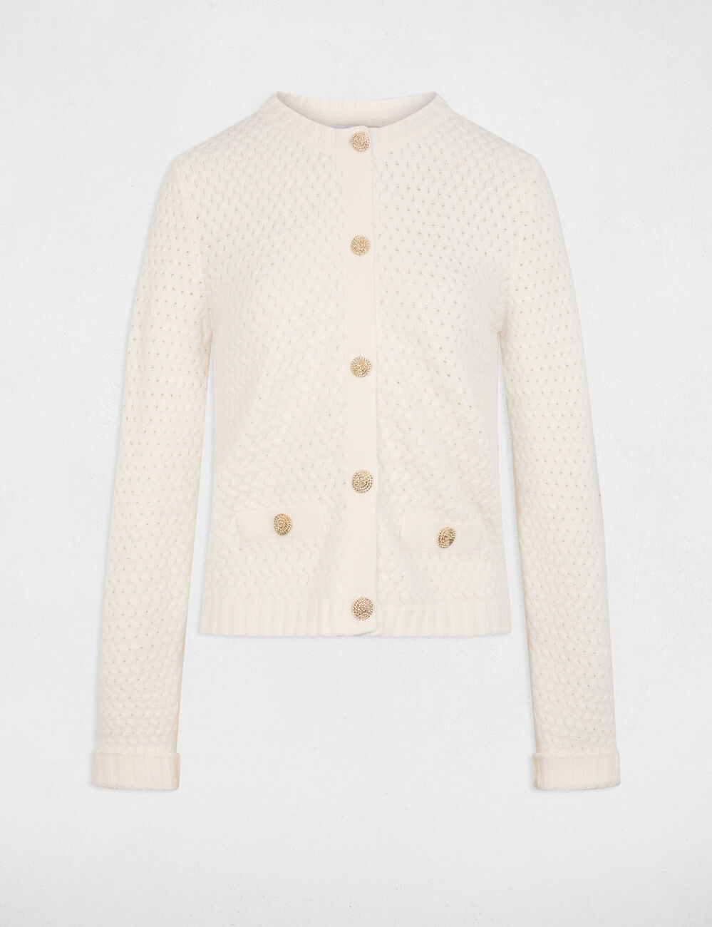 Gilet droit col rond blanc femme