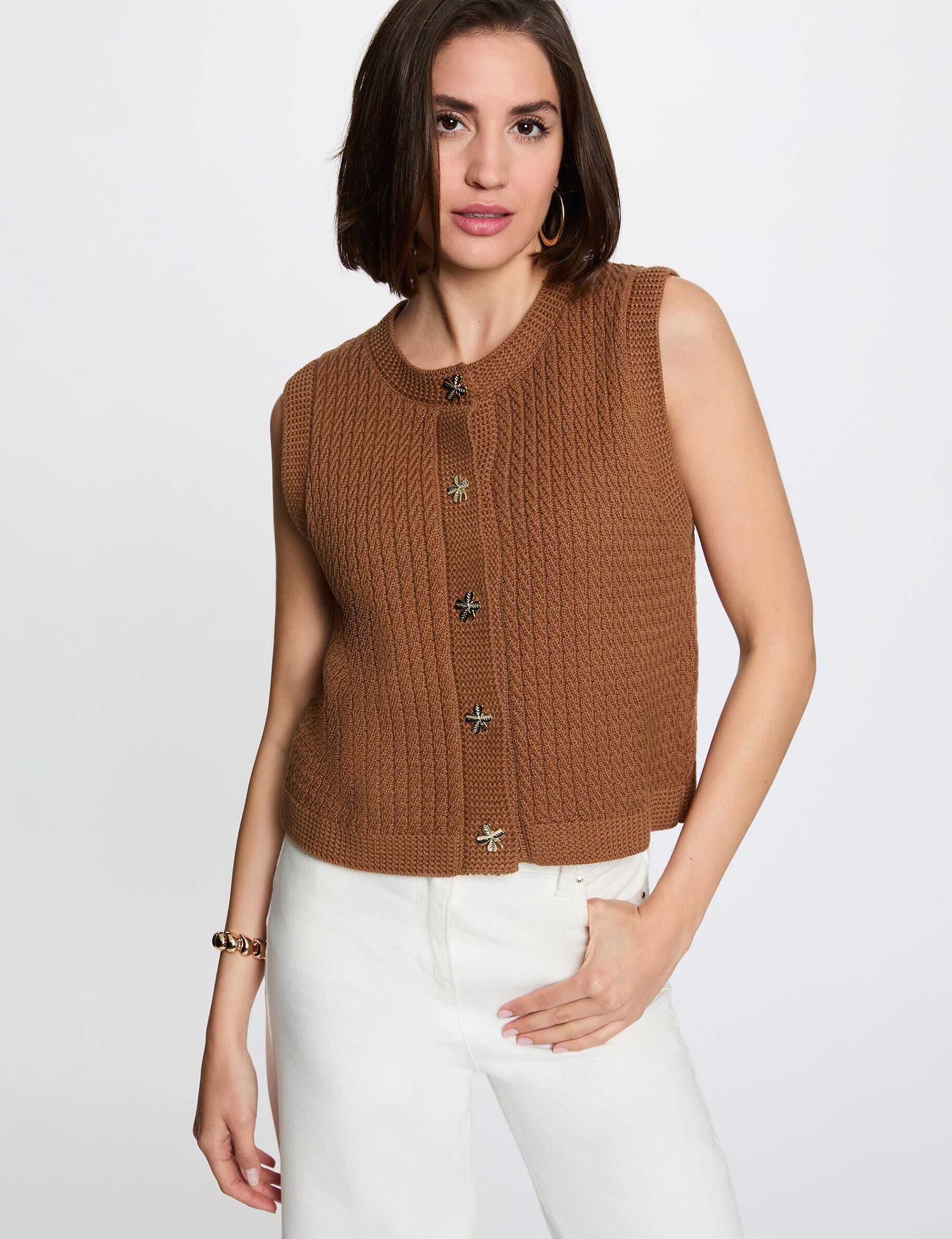 Pull sans manches camel femme