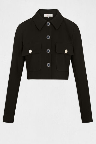 Veste droite boutonnée noir femme