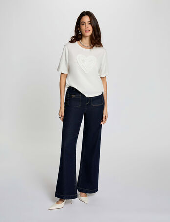 Jeans large avec ornements denim brut femme