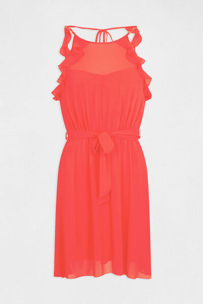 Robe évasée avec détails chaînes rouge femme