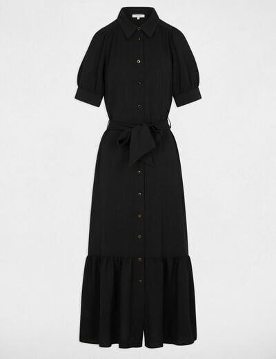 Robe maille manches bouffantes noir femme