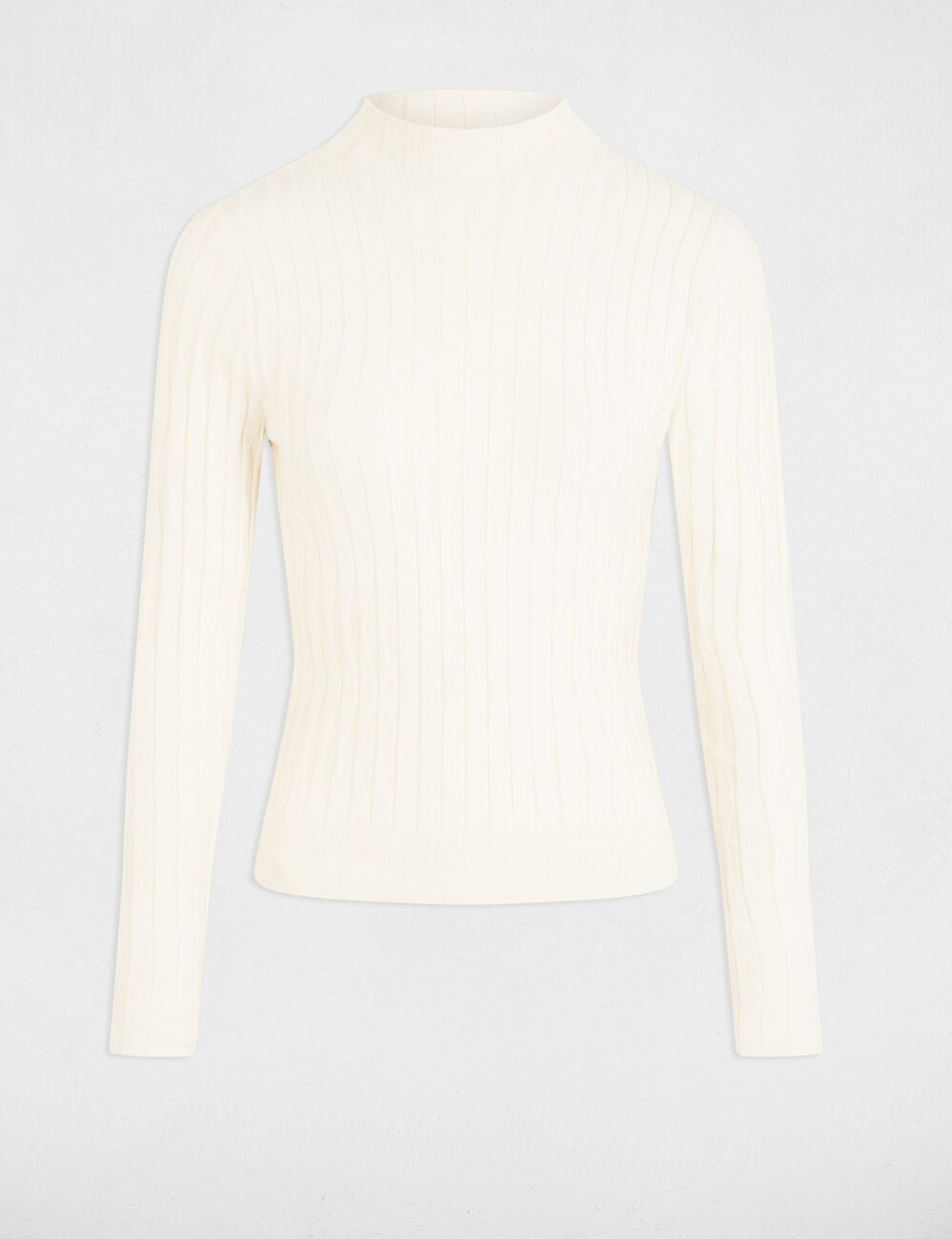 Pull col montant ivoire femme