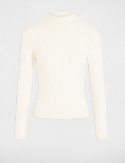 Pull col montant ivoire femme
