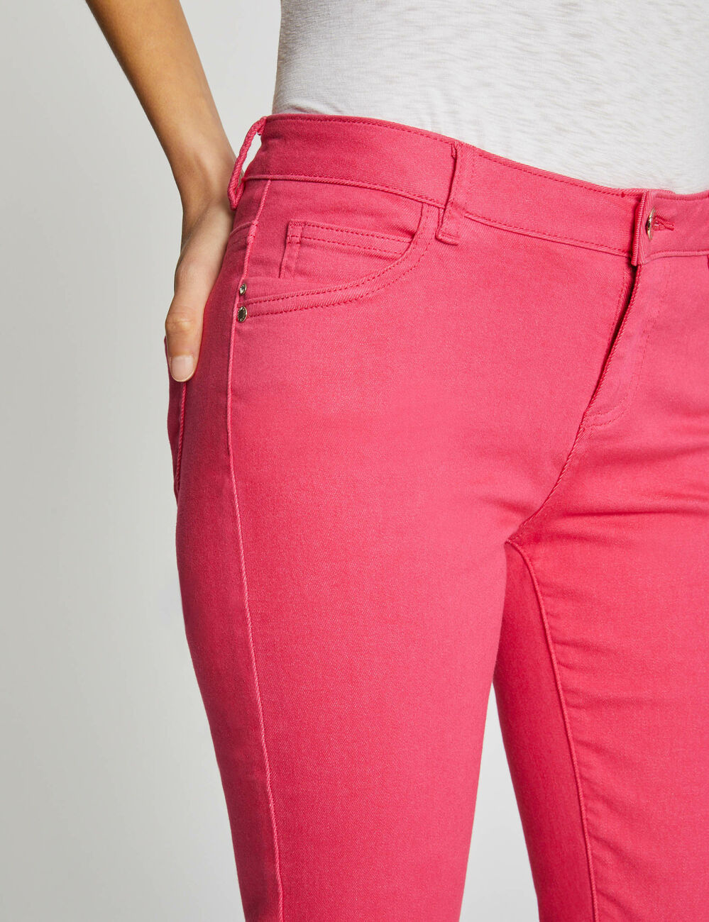Jeans skinny taille basse fuchsia femme