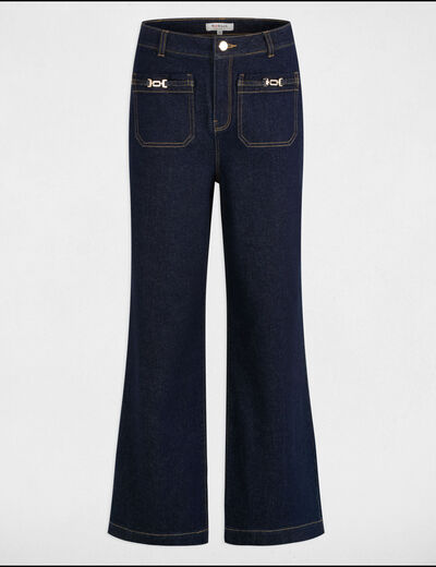 Jeans large avec ornements denim brut femme