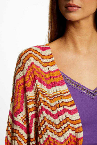 Poncho imprimé chevron orange femme