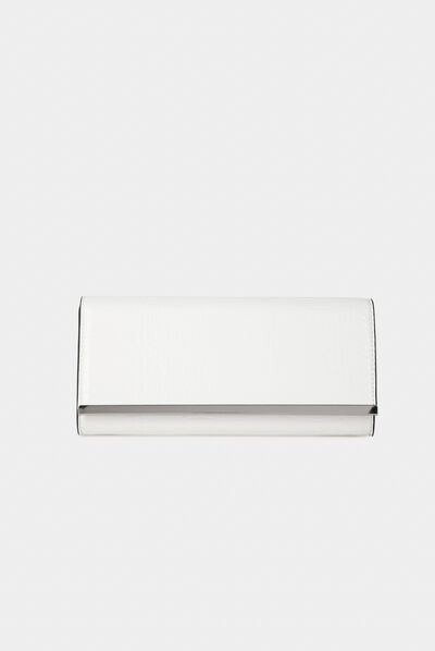 Sac pochette effet croco blanc femme