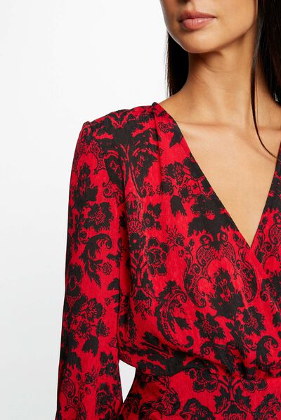 Robe longue cintrée imprimé cachemire multico femme
