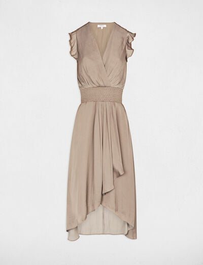 Robe droite fluide sans manches taupe femme